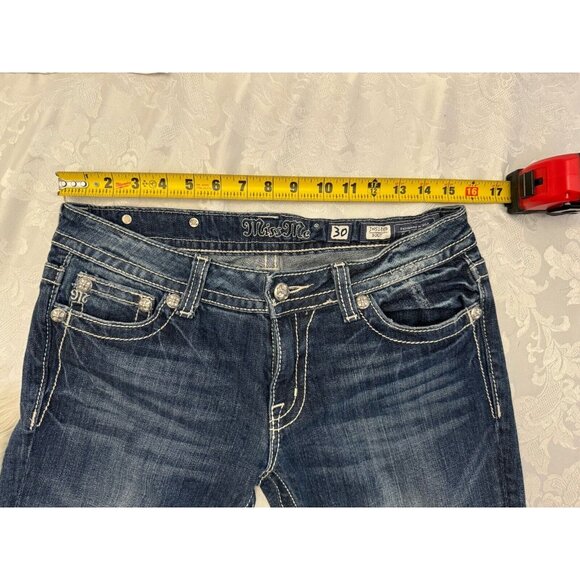 MISS ME Boot Cut Jeans Thick Stitch Western Bling Size 30x34 Zebra Print Stars - Picture 8 of 11